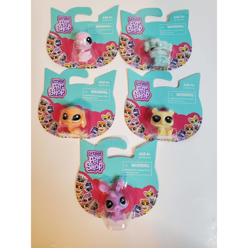 Littlest Pet Shop Mini Pets LOT Of 5 NEW Dog, Bunny, Swan, Cat, Lamb